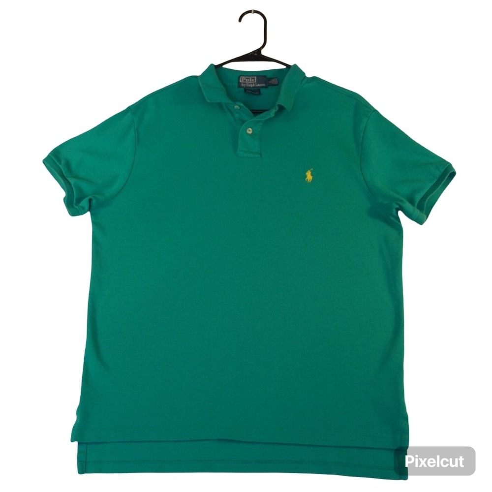 Polo Ralph Lauren Polo Shirt Mens Large Teal Green Cotton Custom Fit Golf Tennis